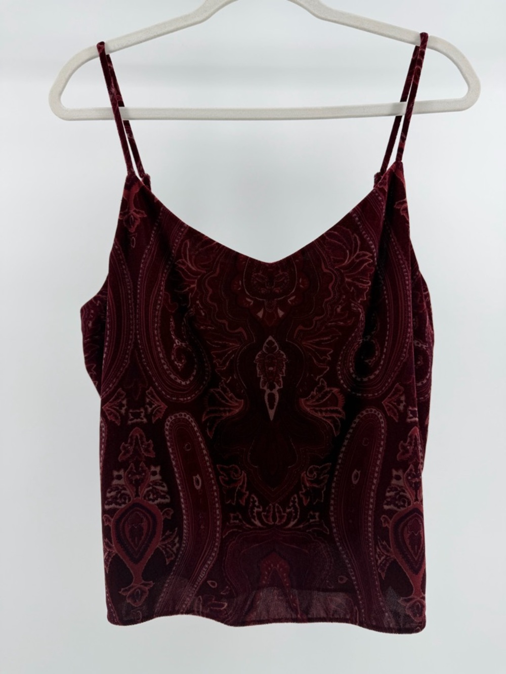 Rachel Zoe Burgundy Paisley Velvet Tank Top